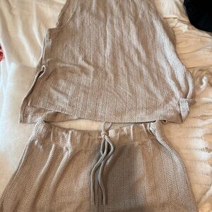 H&M Beige Knit Tank and Shorts Set